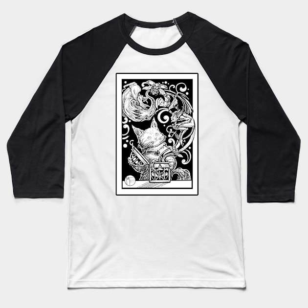 Opening Pandora's Box - Black Outlined Design Baseball T-Shirt by Nat Ewert Art